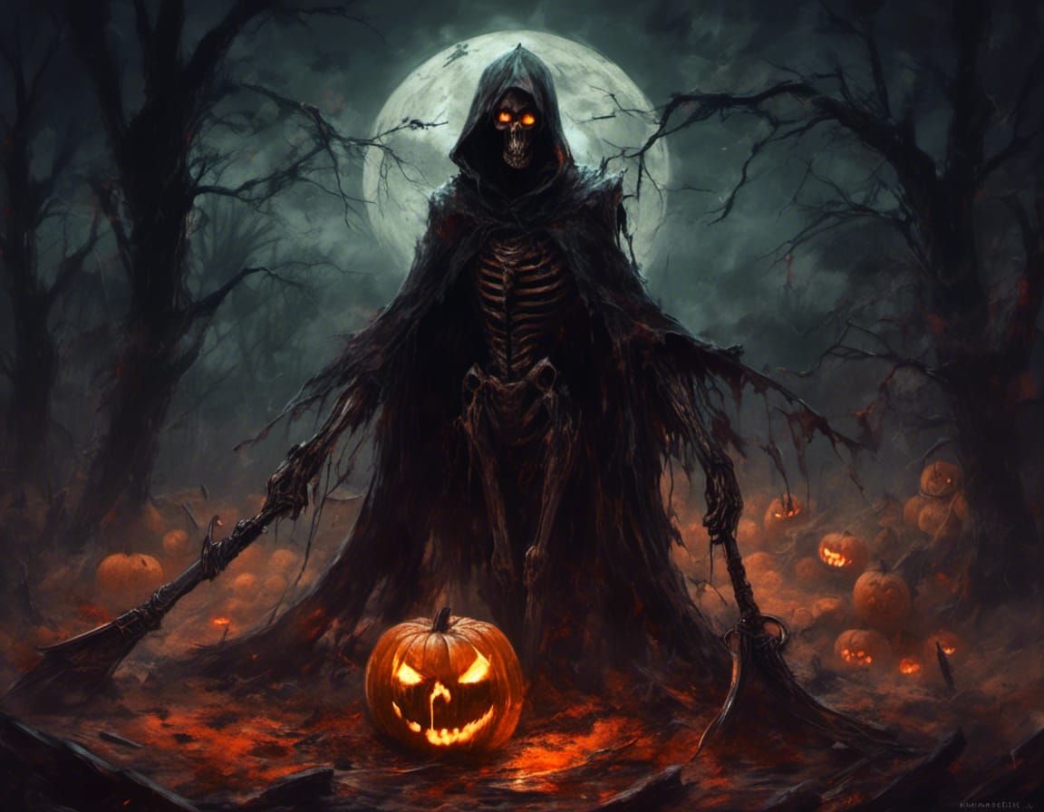 Jack O'Lantern Grim Reaper in Anime Style