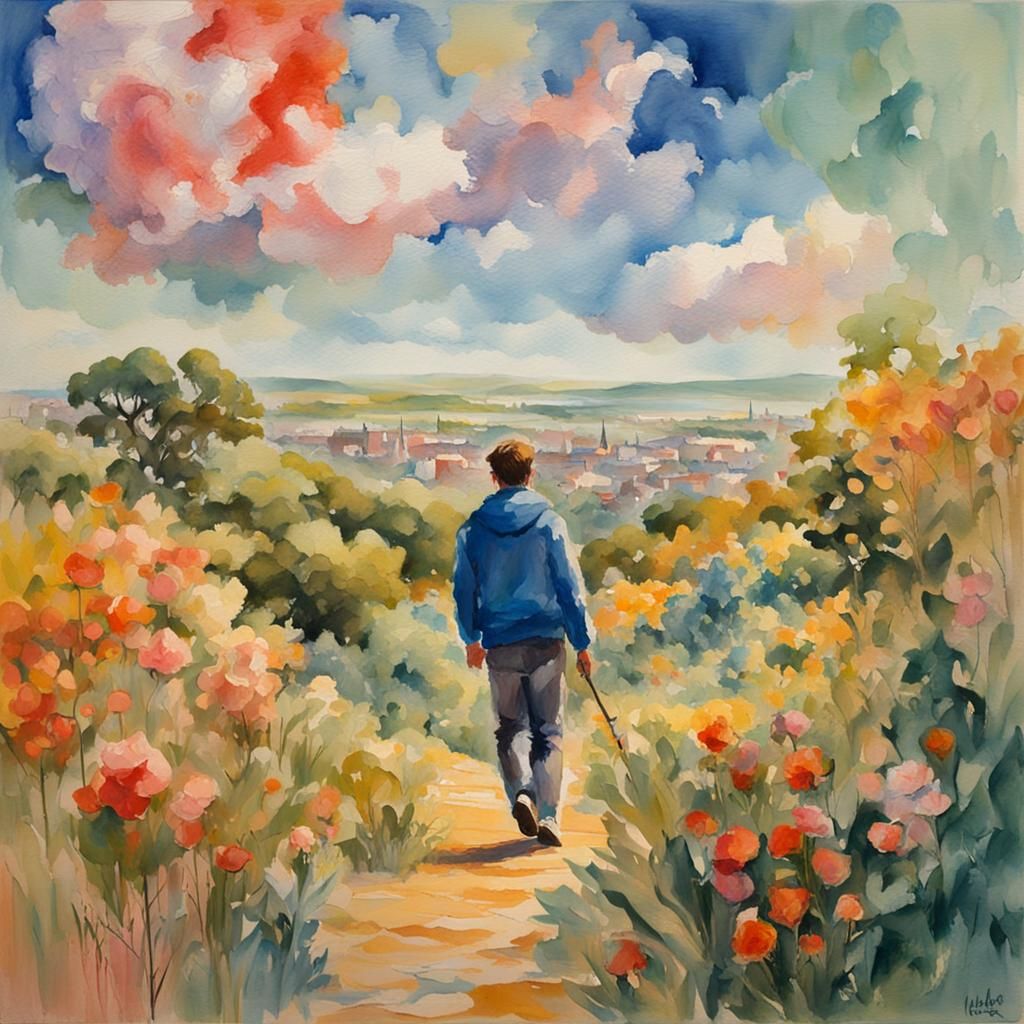 Abstract Portrait in Gouache and Watercolor Style