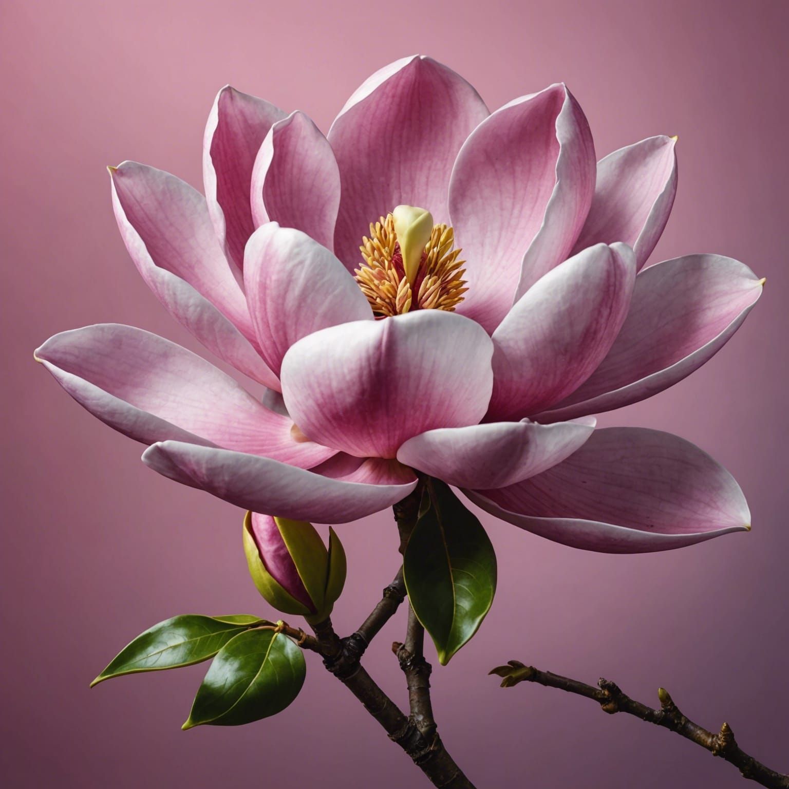 Detailed Hyperrealistic Pink Magnolia Splash Art