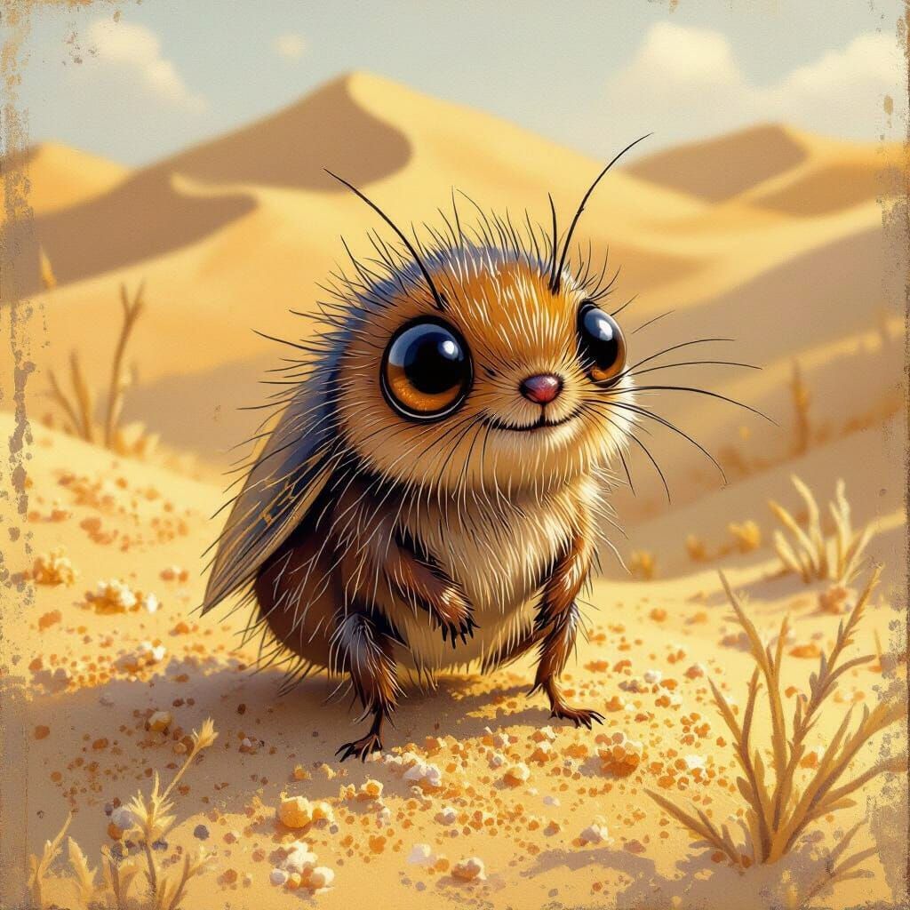 Adorable Flea in the Sand, Storybook Illustration
