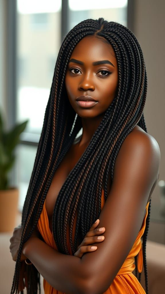 Beautiful Nigerian Woman with Braids in 8K Portrait