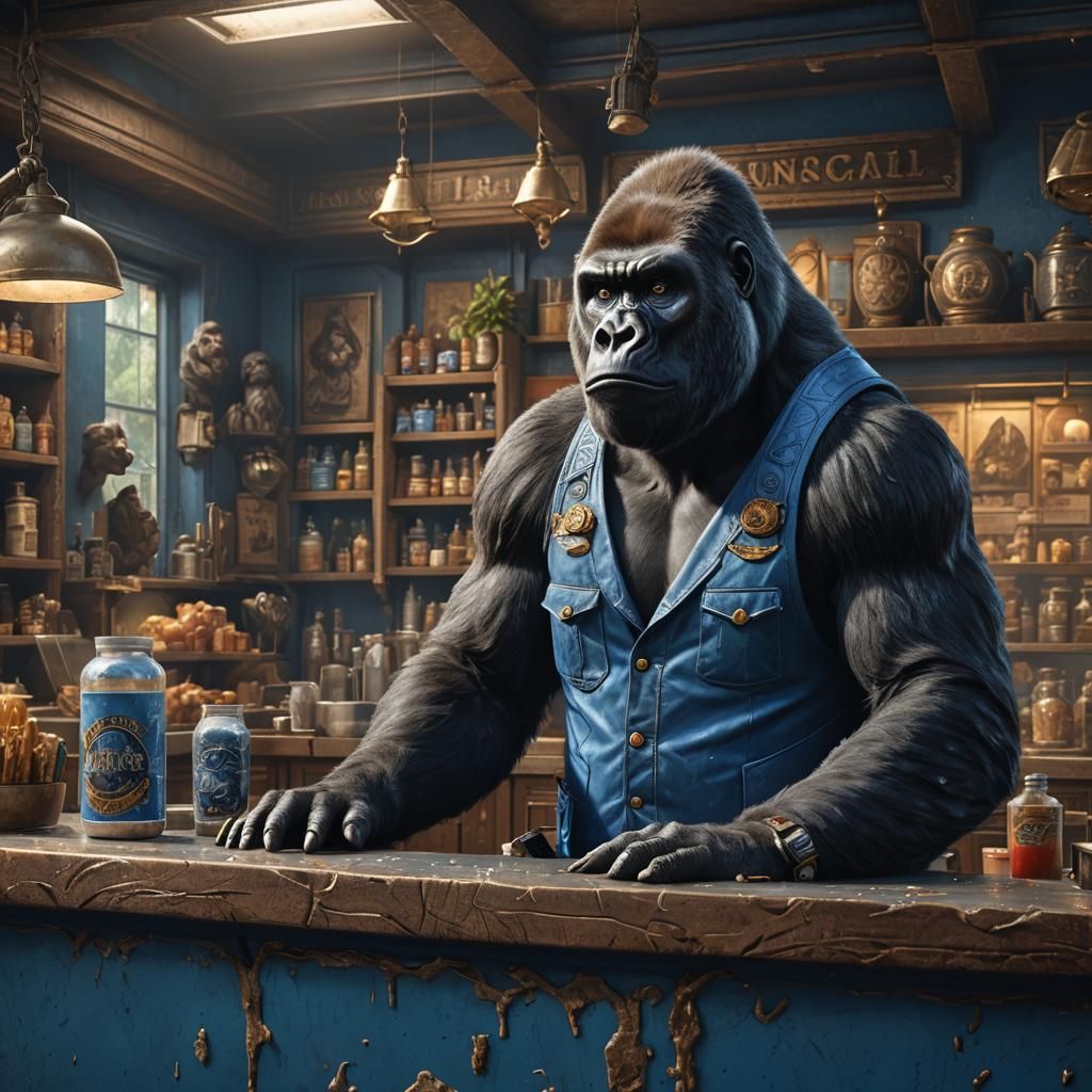 Gorilla Spice Merchant in Detailed Matte Painting
