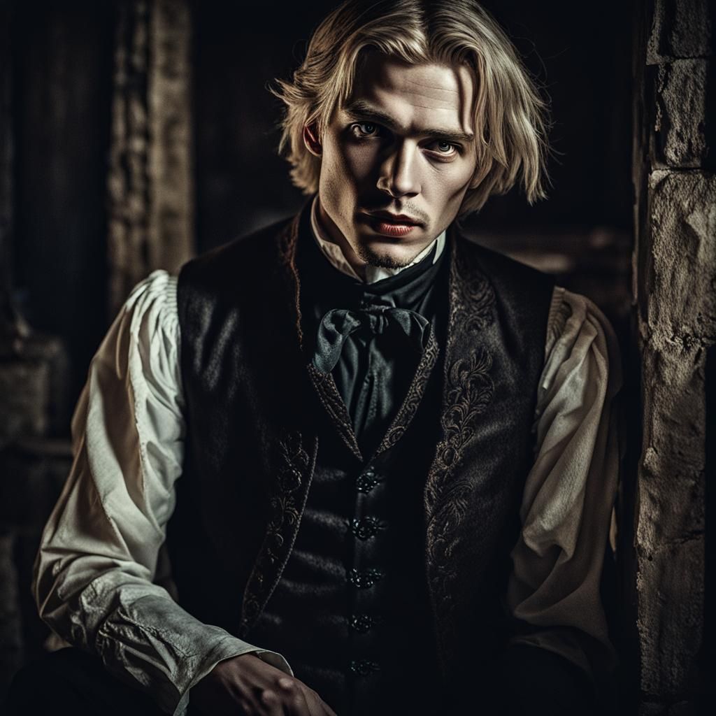 Victorian Vampire in Medieval Castle Photo