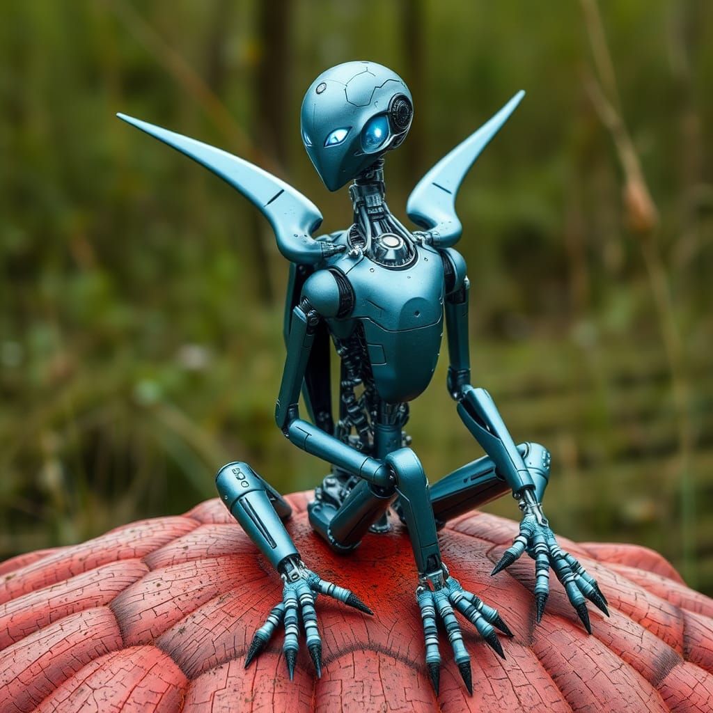 Futuristic Robot Bird Inspired by Syd Mead