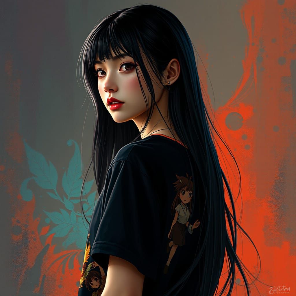 Anime-Inspired Woman with Fierce Energy