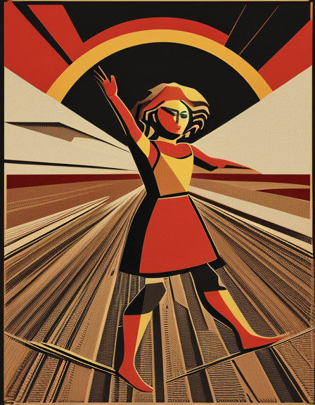 Surreal Soviet Constructivist Poster Art: Vibrant Geometric...