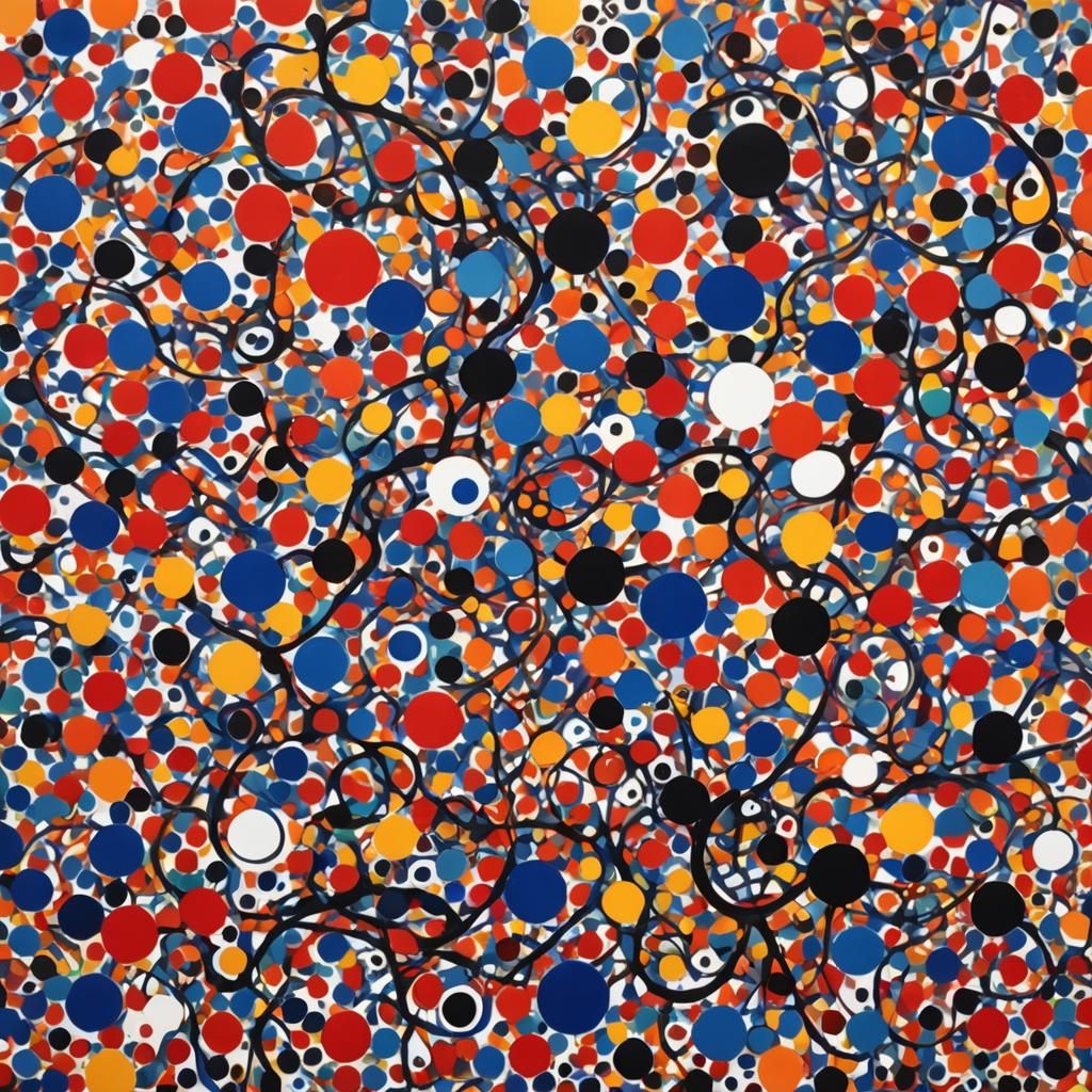 Abstract Expressionist Yin Yang with Swirling Shapes