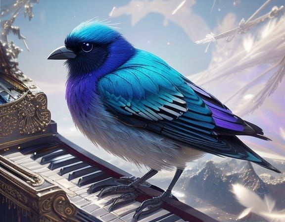 Clockwork Bird on Melting Piano Surrealism