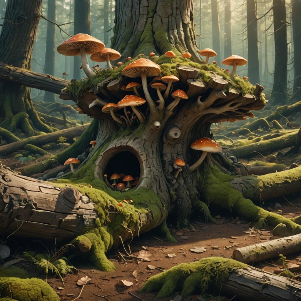 Mushroom Growing in Forest, Fantasy Realism