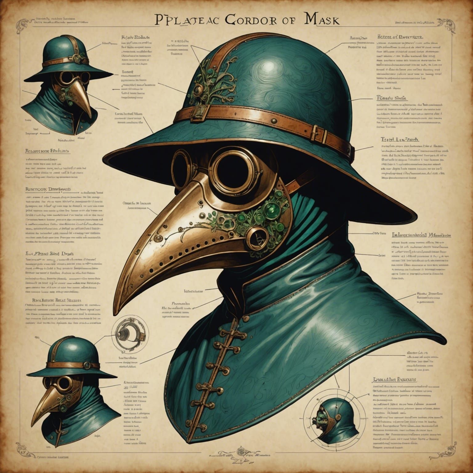 Plague Doctor Mask Cutaway Diagram