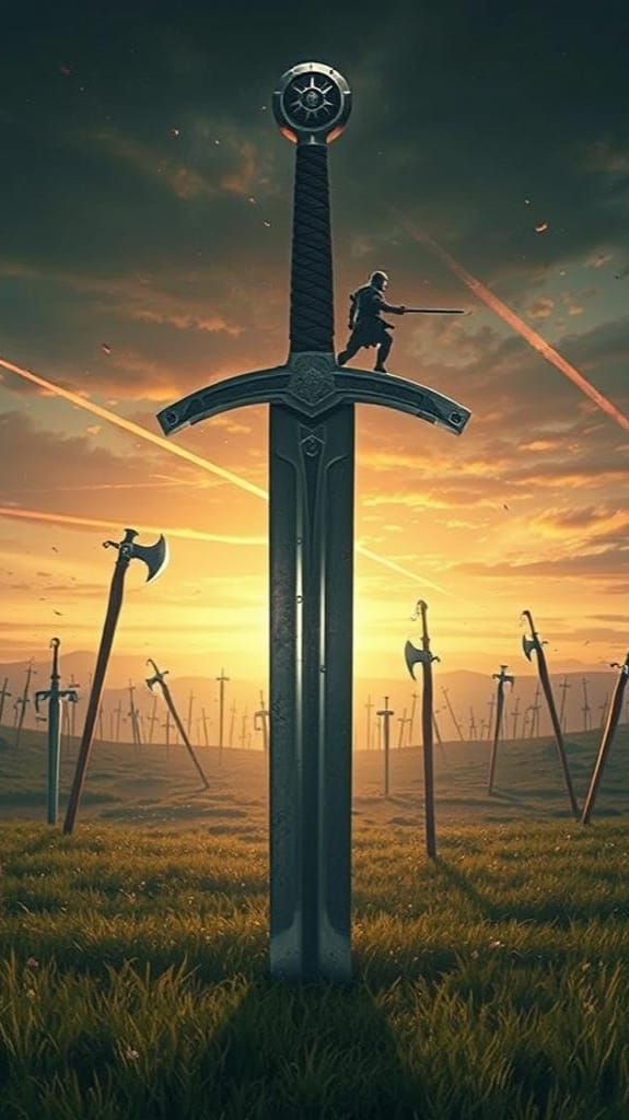 Giant Sword Battlefield: Warrior in Mystical Stance