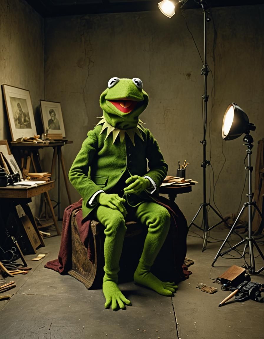 Kermit the Frog Portrait in Rembrandt Lighting