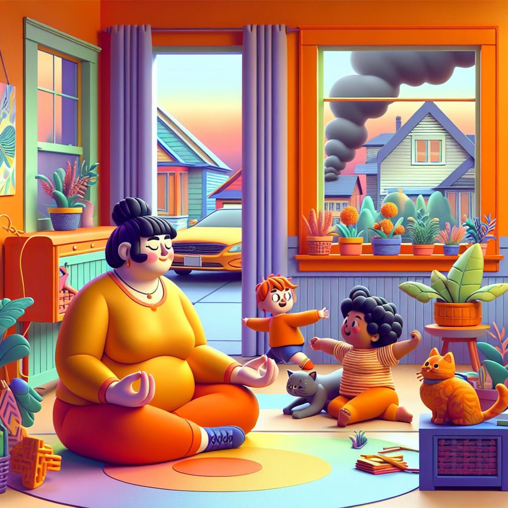 Comedic Family Chaos in Vivid 3D Digital Art