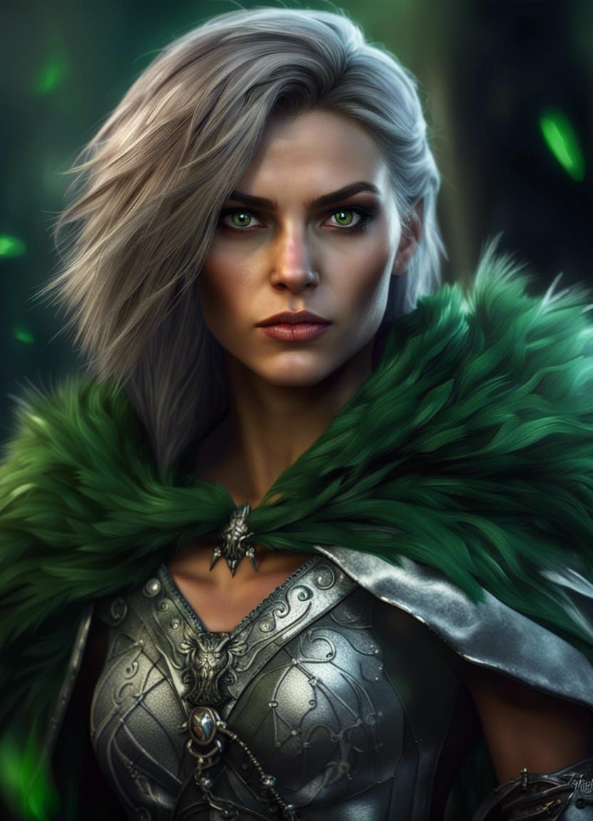 Silver Werewolf Rogue in High Fantasy Style