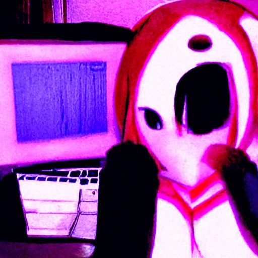 Animegao Kigurumi Watching a Jumpscare Video