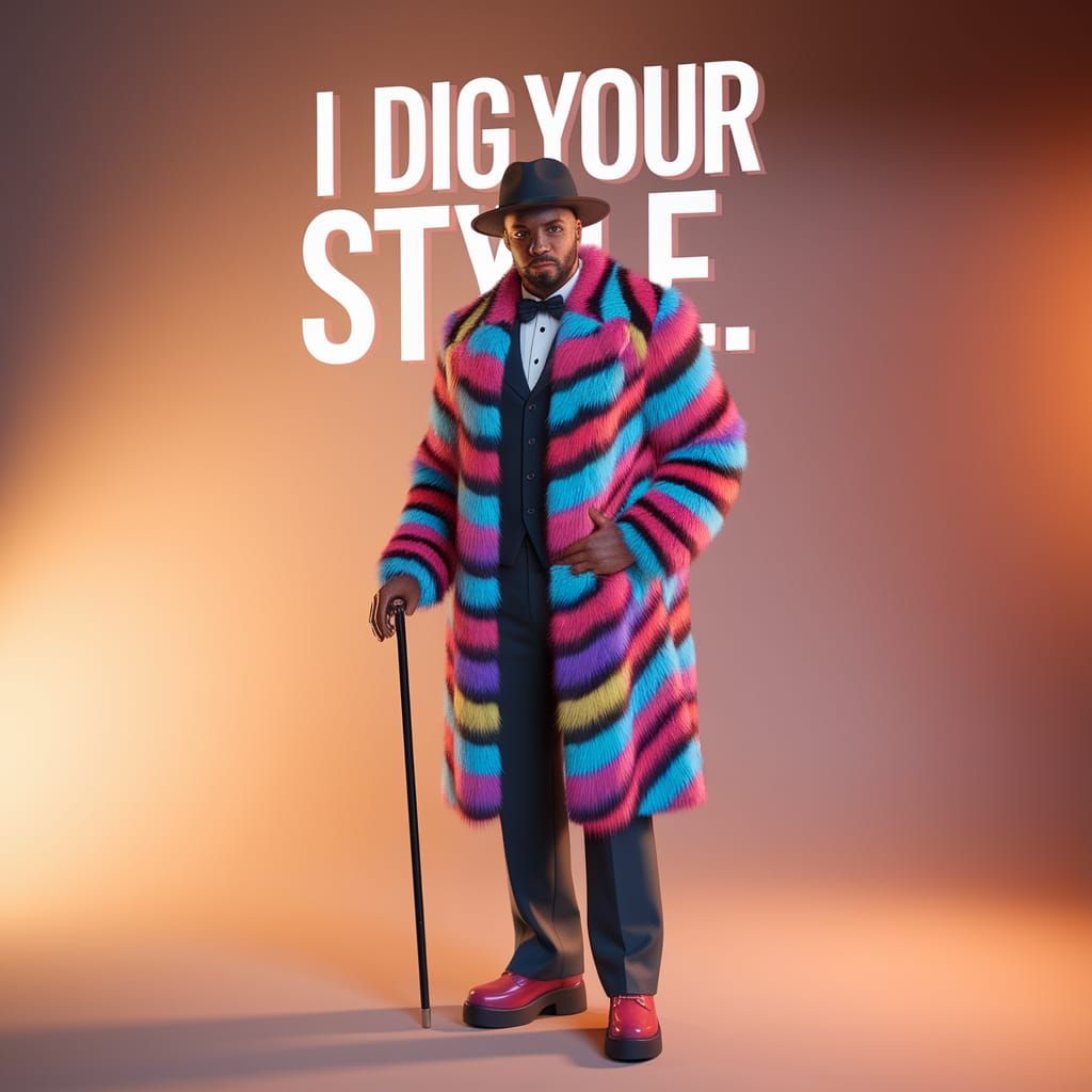 Confident Man in 70s-Style Fashion with Vibrant Backdrop