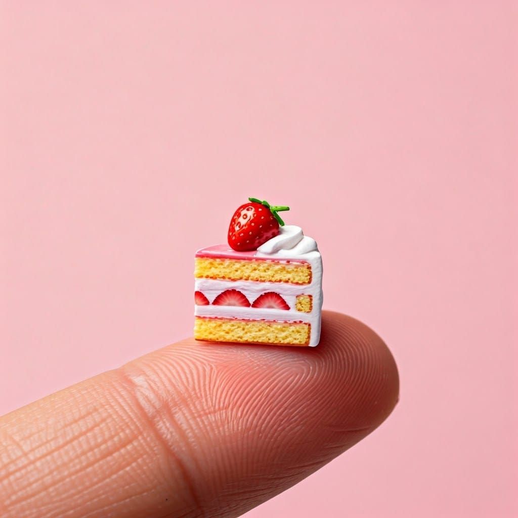 Miniature Cake on Finger in Pastel Colors