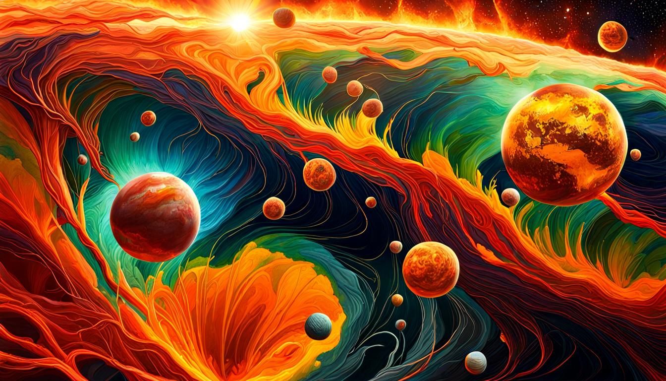 Magnetic Storm Over Venus in Dripping Watercolor Style