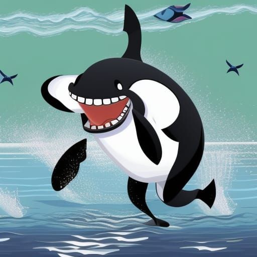 Anthropomorphic Killer Whale Runs Underwater Marathon