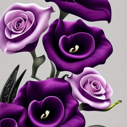 Dark Roses and Lilies: Hyperrealistic Concept Art