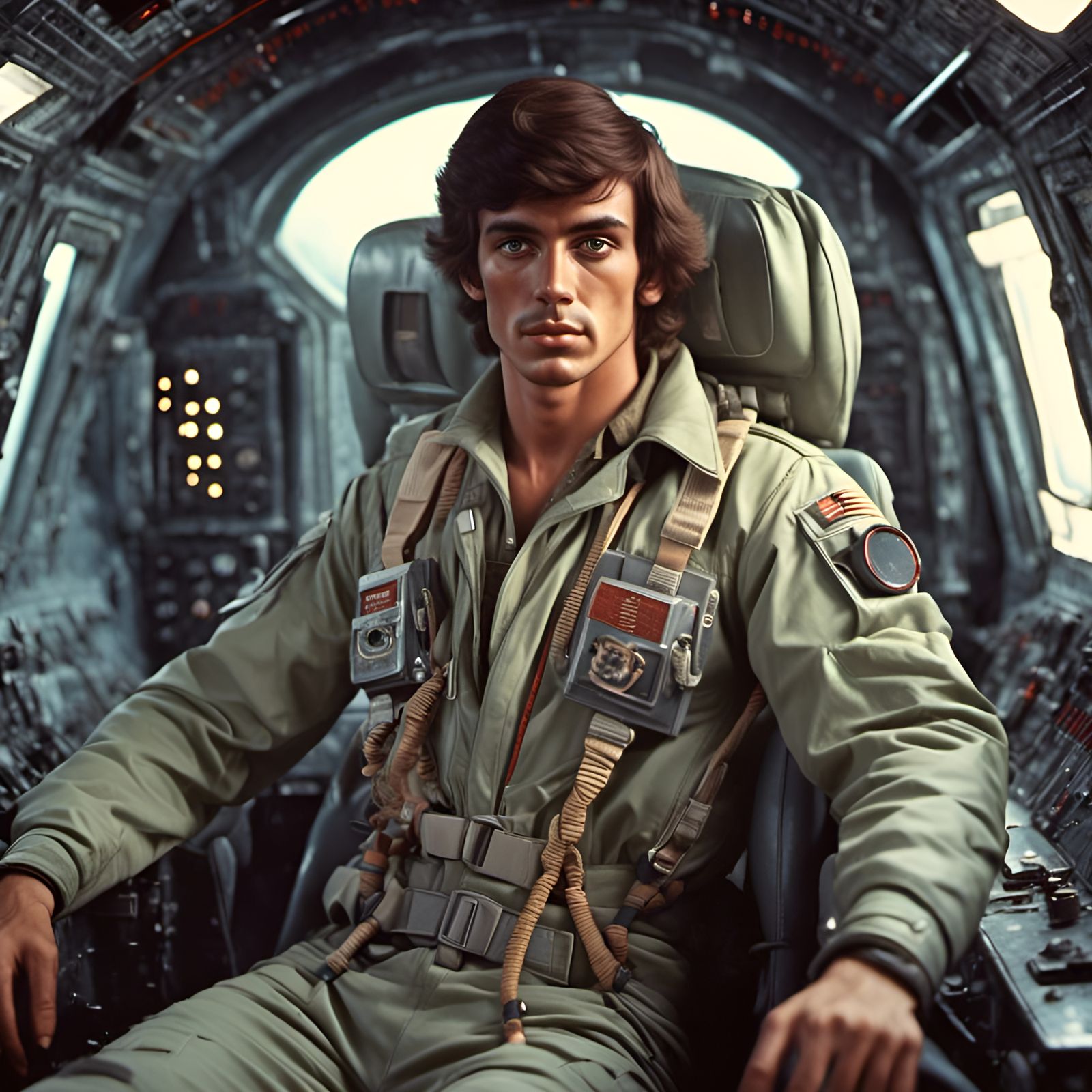 Space Resistance Fighter Portrait in 1970s Style