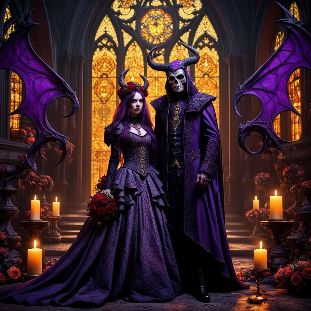 Gothic Satanic Wedding in Dark Fantasy Style