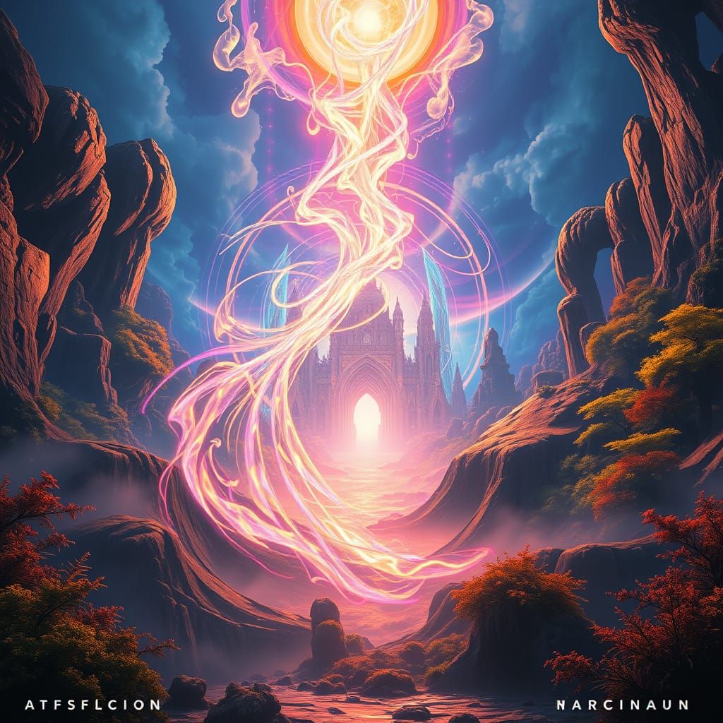 Gateway to a Mysterious Realm in Vibrant, High-Contrast Colo...