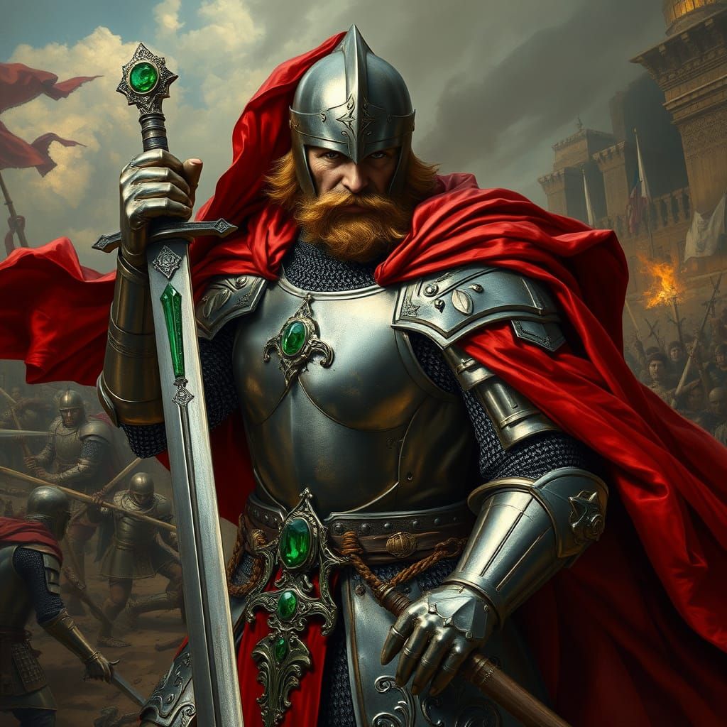 Medieval Knight in Chiaroscuro Grandeur