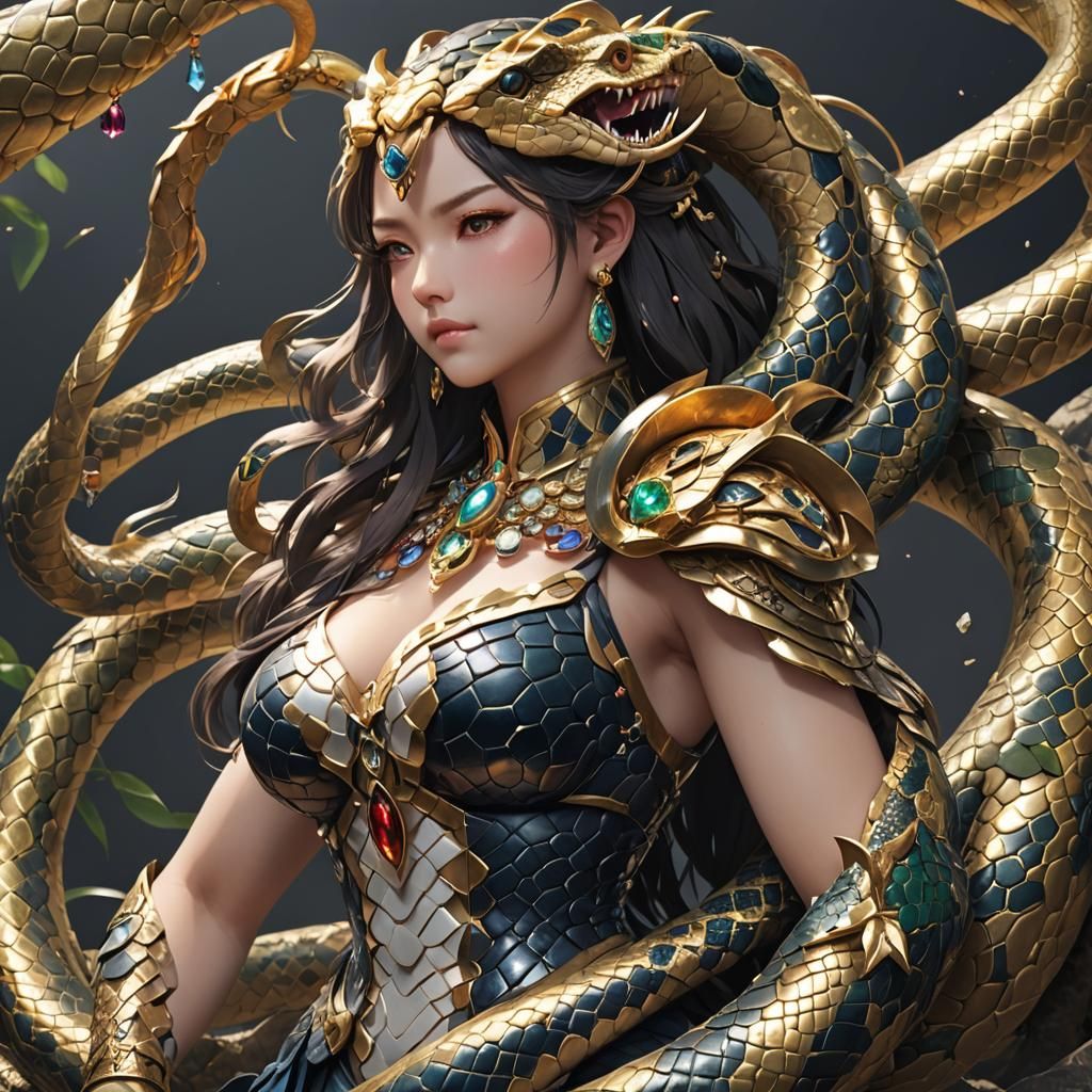 A big snake, with jewels for the scales