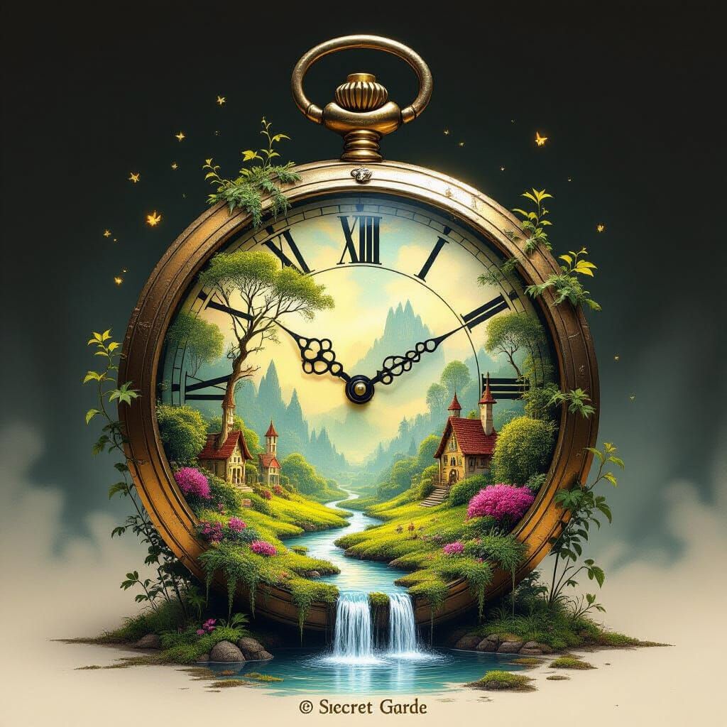 Secret Garden Inside Antique Pocket Watch