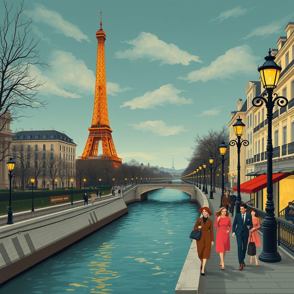 Vintage Art Deco Paris Travel Poster