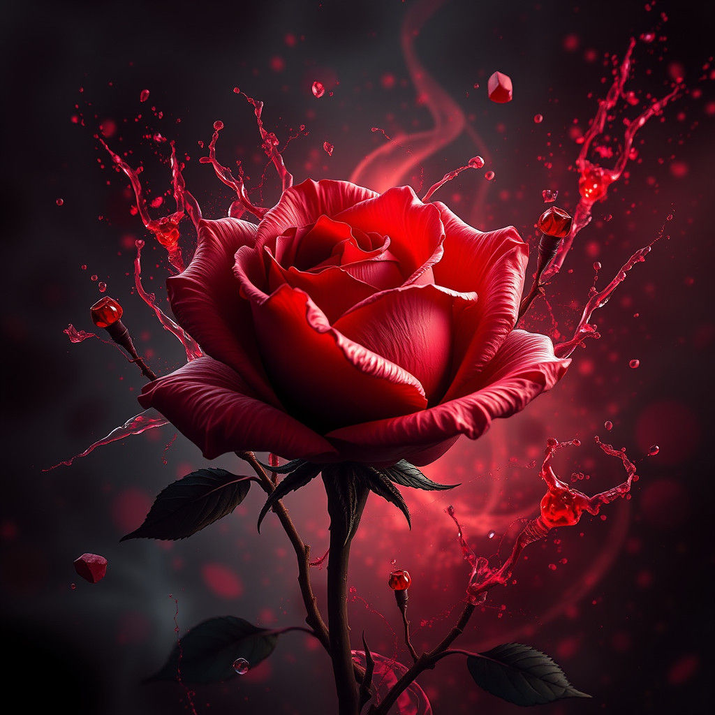 Detailed Matte Painting of a Red Rose