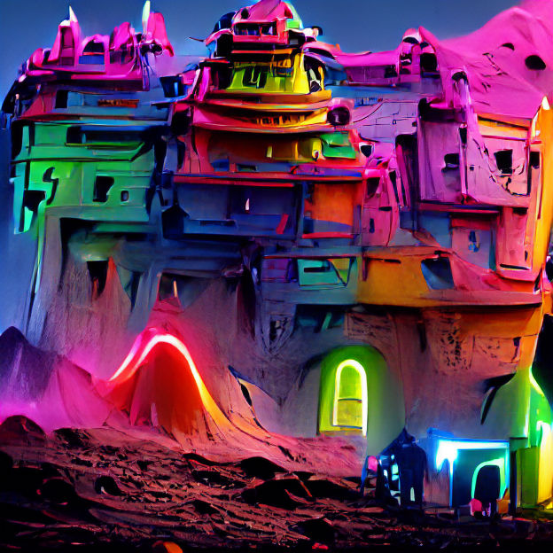 Neon Cityscape in Cyberpunk Style