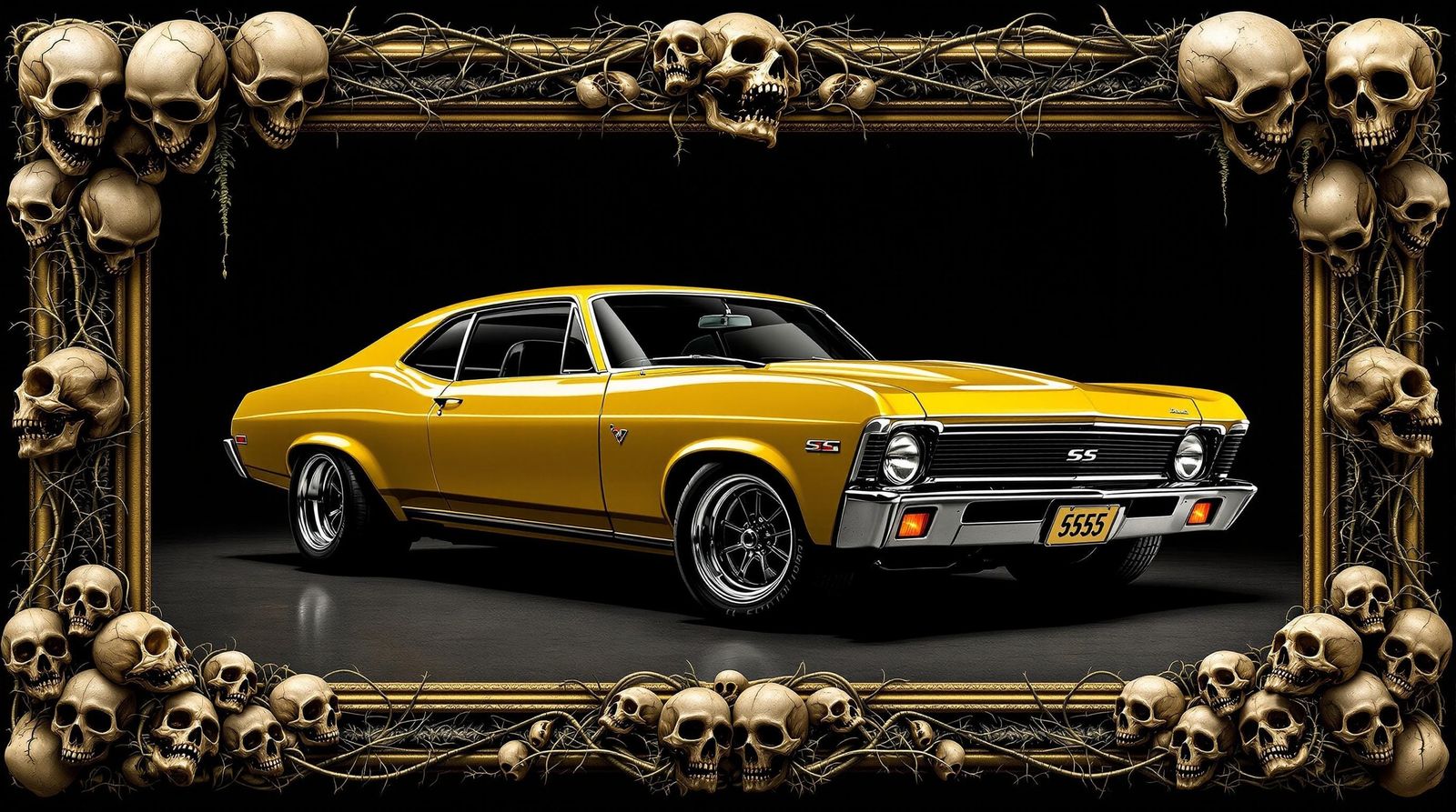 Macabre 1969 Chevy Nova SS on Aged Skull Frame