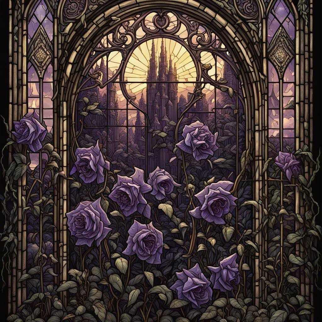 Gothic Horror Roses and Orchids in Sunlight