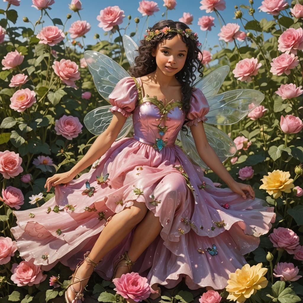 Ethereal Mixed-Race Fairy Portrait