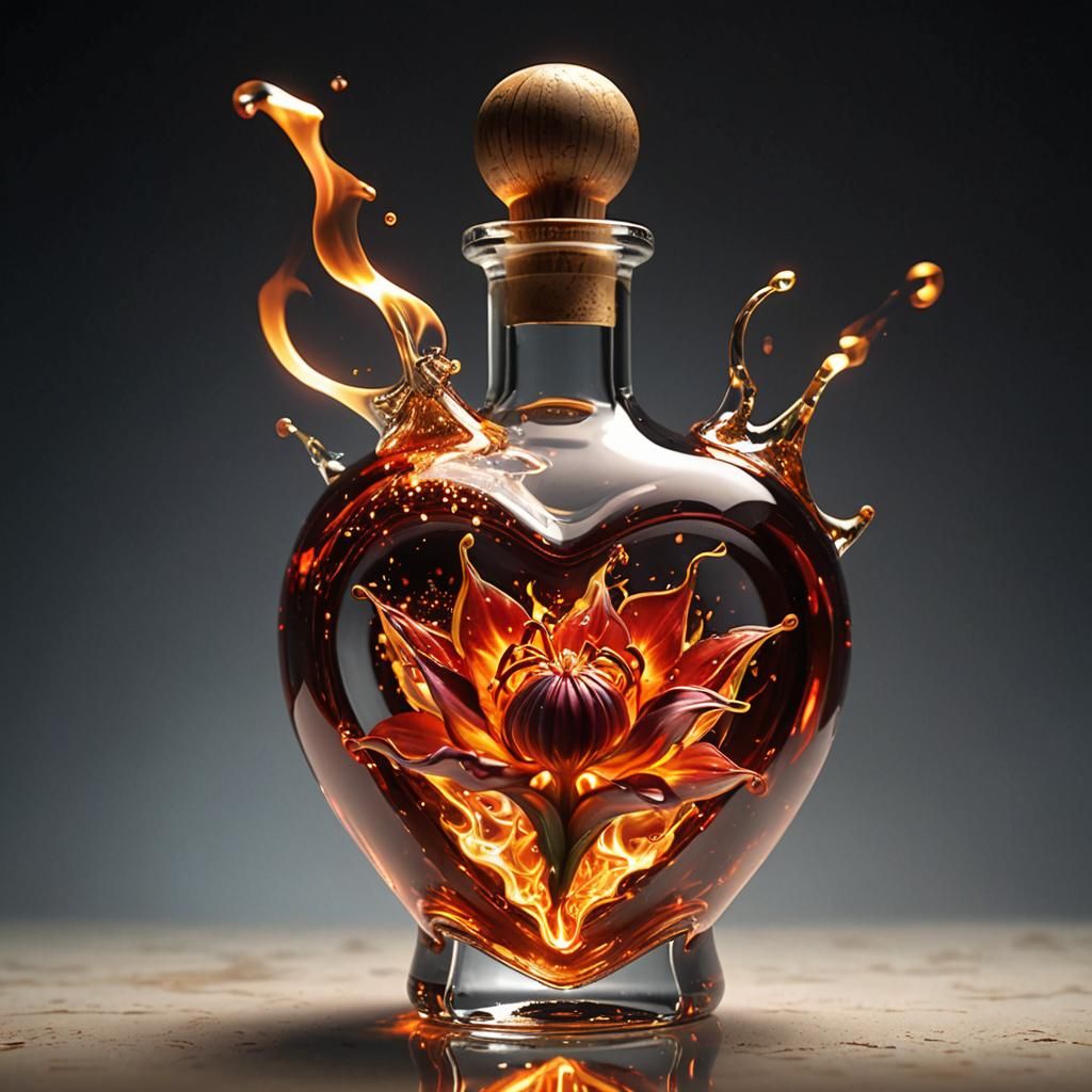 Exploding Fireflower Potion from Heart Bottle
