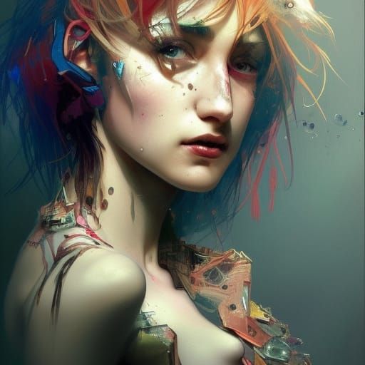 Punk Girl Portrait in Hyperdetailed Lighting