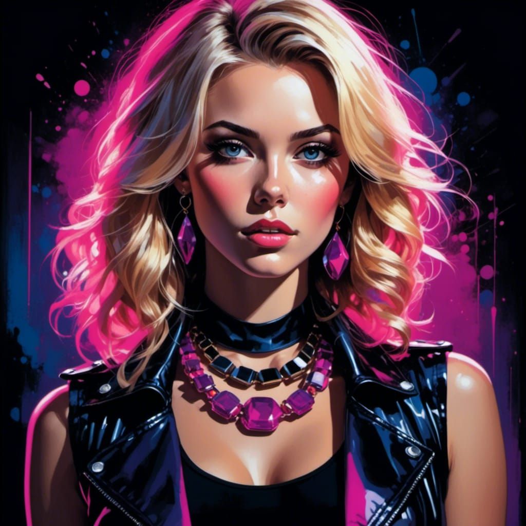 Retro Portrait of Edgy Girl with Colored Highlights