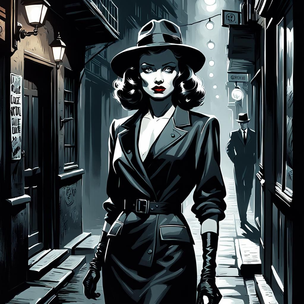 Femme Fatale in Comic Noir Expressionism