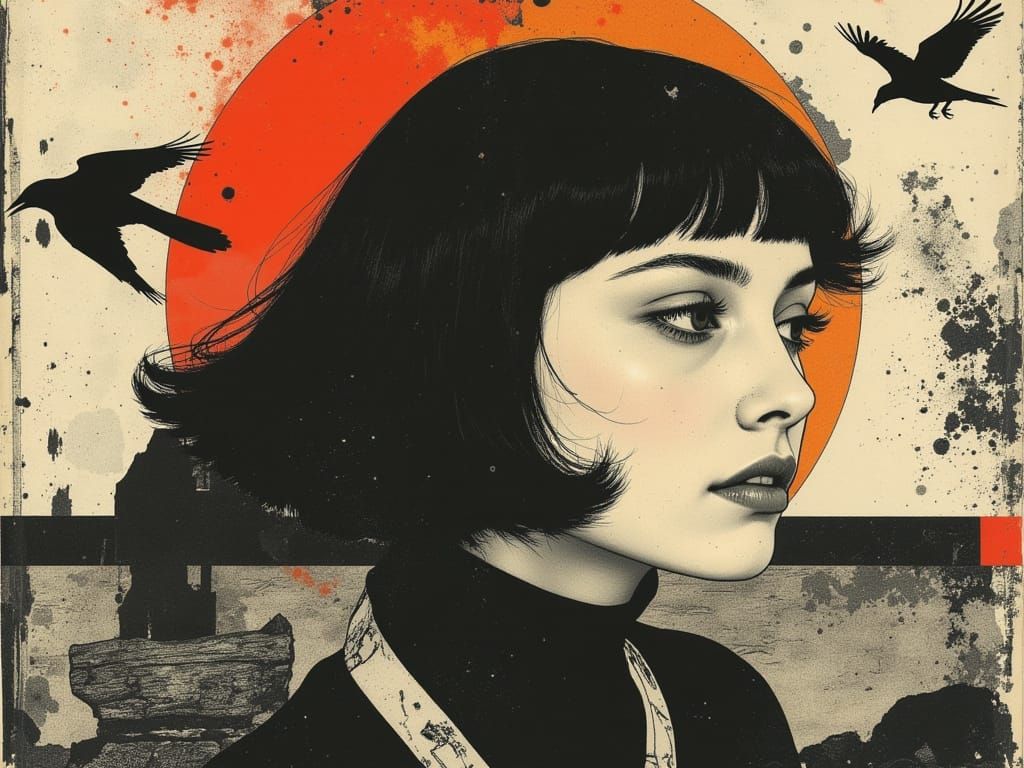 Melancholic Portrait in Surreal Textures