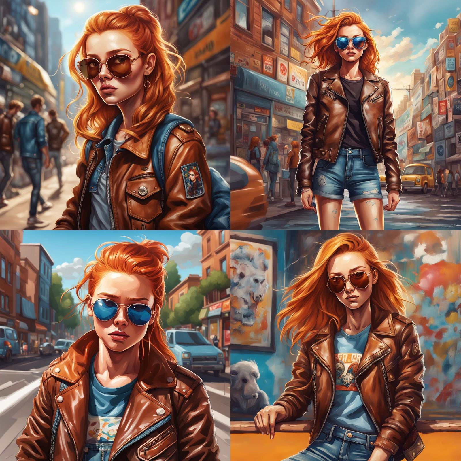 Attractive Ginger Girl in Streetwear: Hyperrealistic Art