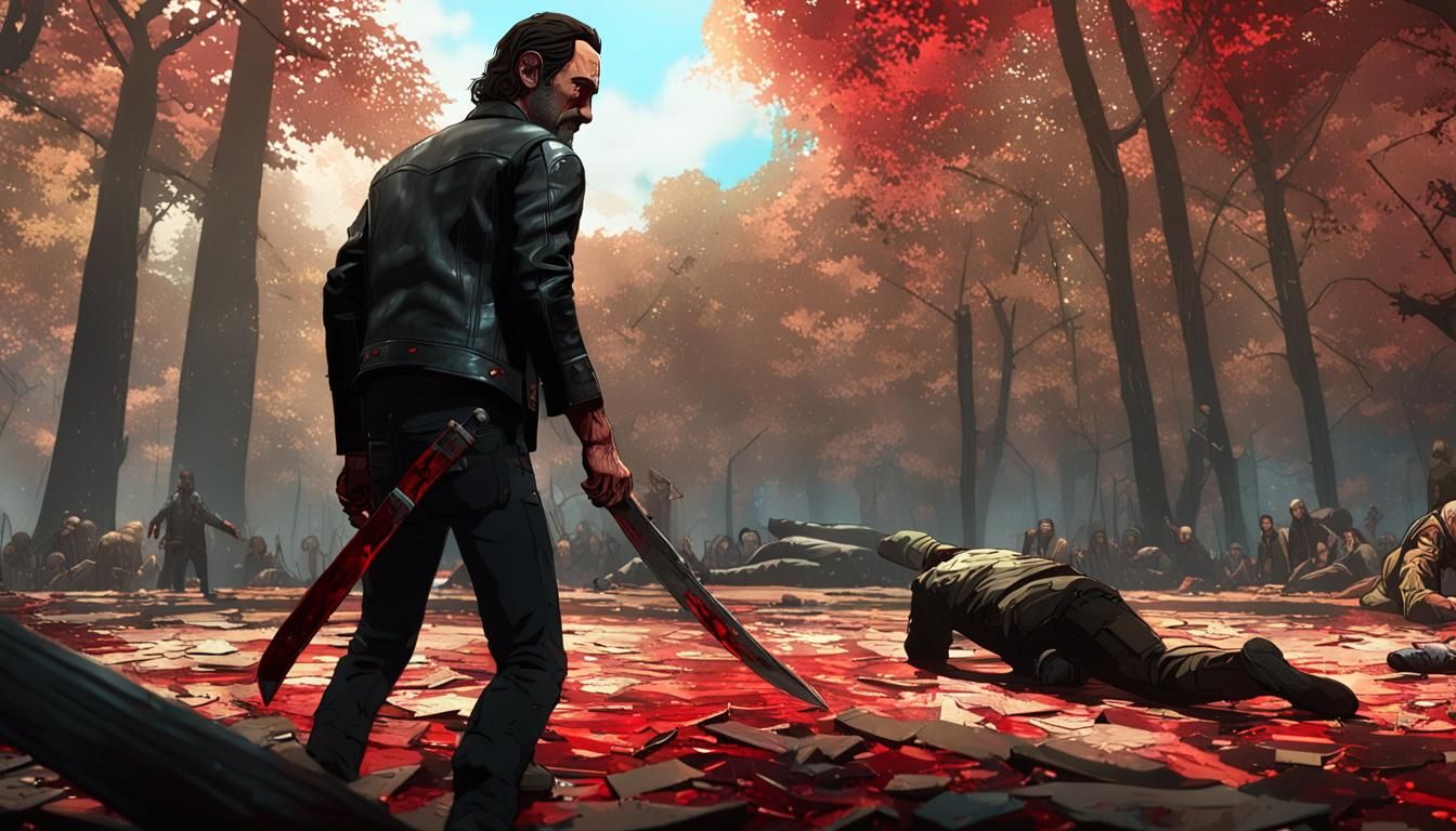 Rick Grimes in Red Forest: 3D Game Cinematic