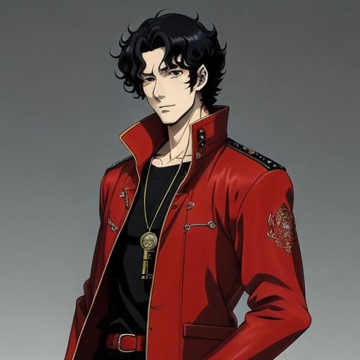 Anime Style Young Man in Red Jacket