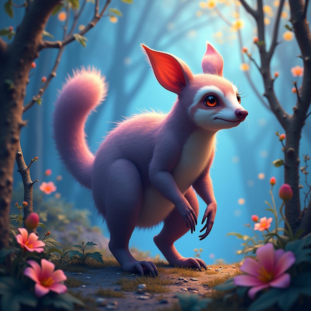 Mystical Hybrid Creature in Dreamlike Landscape