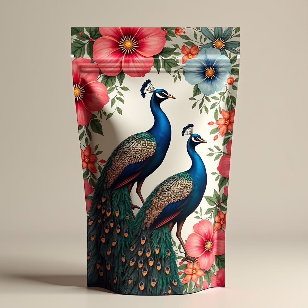 Floral Peacock Pouch in Fantasy Concept Art Style