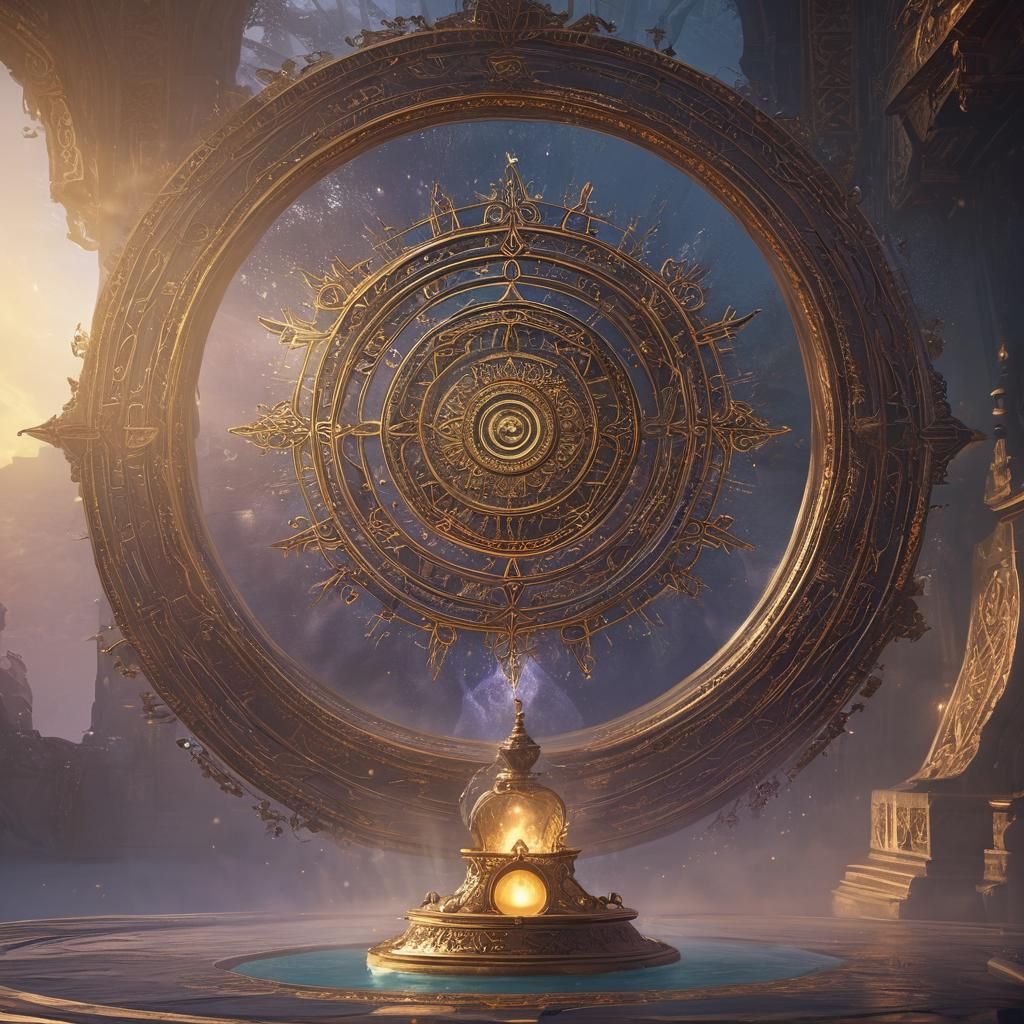 Magic Teleporter Illuminates Misty Fantasy Realm