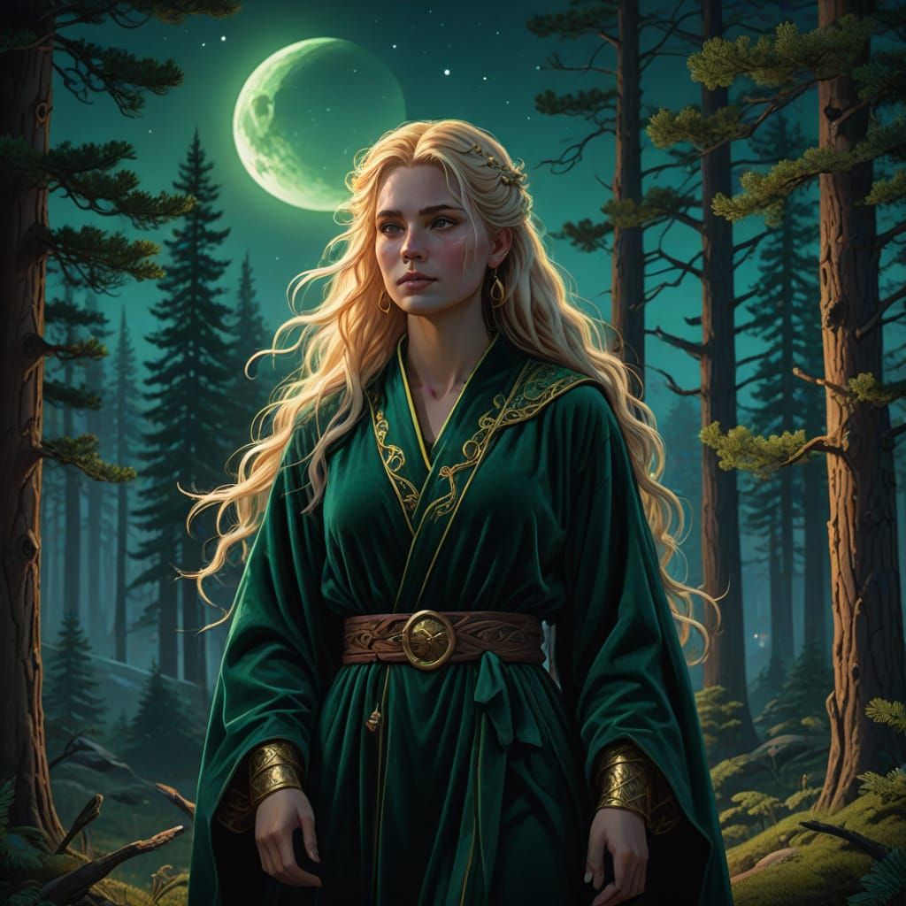 Ethereal Goddess Tanfana Under Waxing Moon