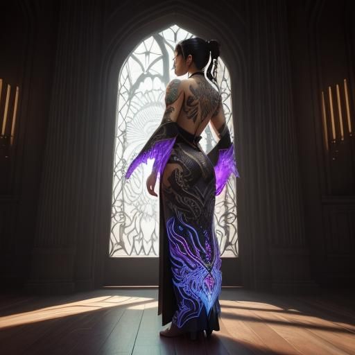 Hyperdetailed Portrait with Glowing Tattoo in Unreal Engine