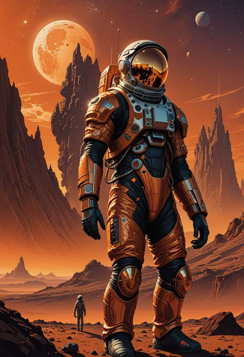 Astronaut on Alien Planet in Bande Dessinée Style